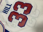 Maillot de Basket #33 Hill Pistons M&N Blanc